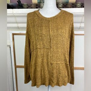 Wanderlux 90s Vintage Oversized Cozy Mustard Knit Top Grunge